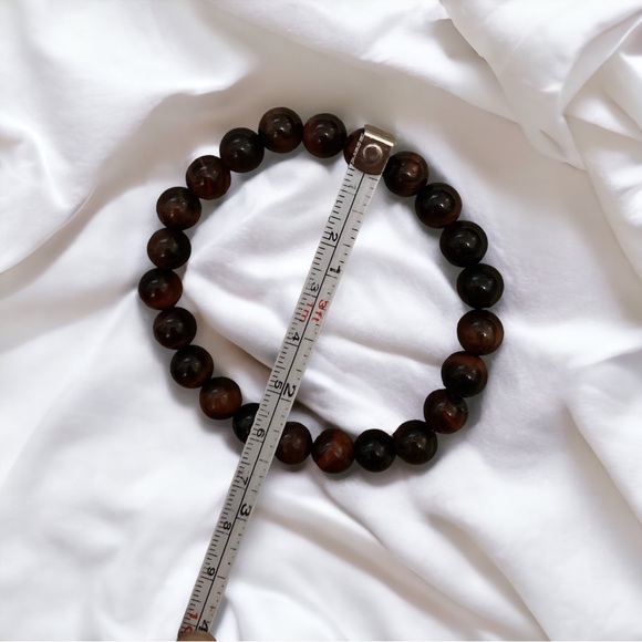Red Tiger’s Eye Stretch Bracelet, Natural 8mm Beads - Picture 5 of 5